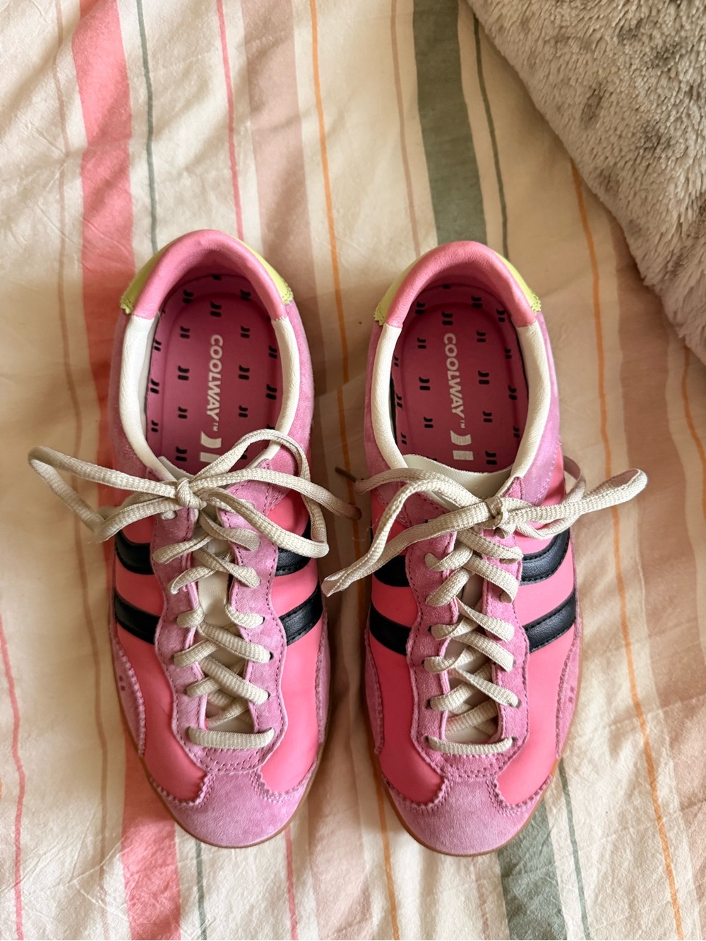 Coolway Pink and Black Women's Lace-Up Sneakers
